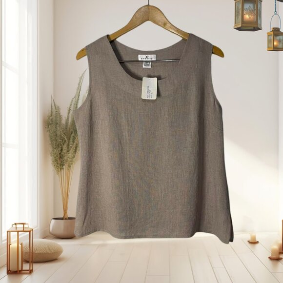 Emmelle Tops - NWT Emmelle Putty Sleeveless Top XL – Minimalist Luxury Triacetate Blend Blouse